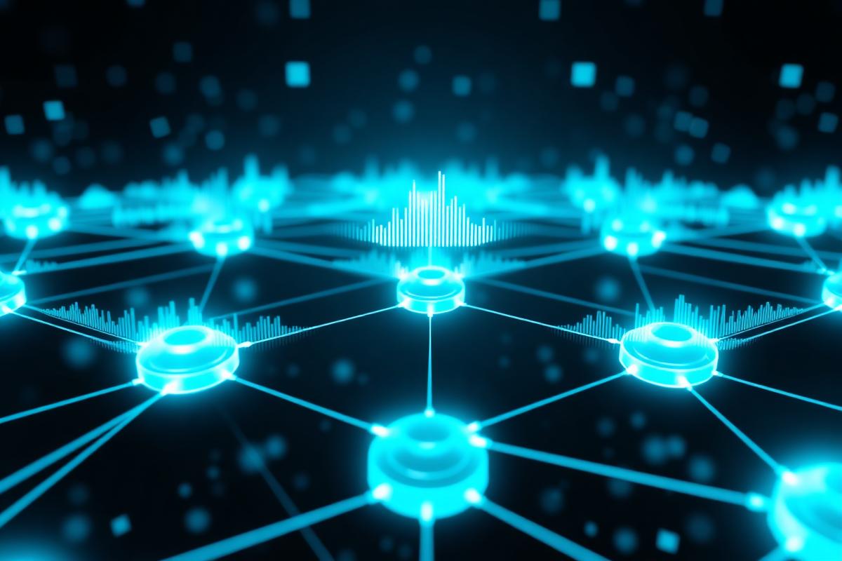 Real-time voice communication interface with audio waveforms and AI processing